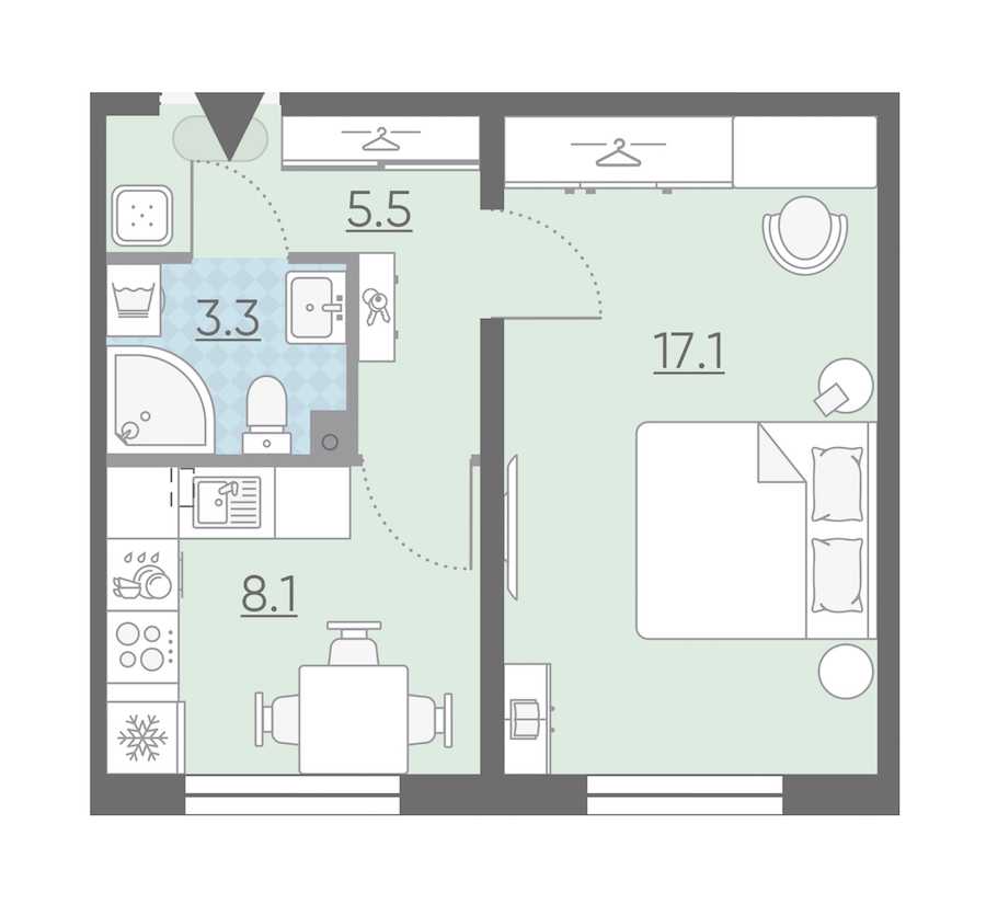 Однокомнатная квартира в : площадь 34 м2 , этаж: 1 – купить в Санкт-Петербурге